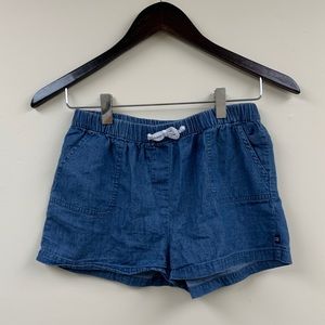 linen denim patterned shorts
